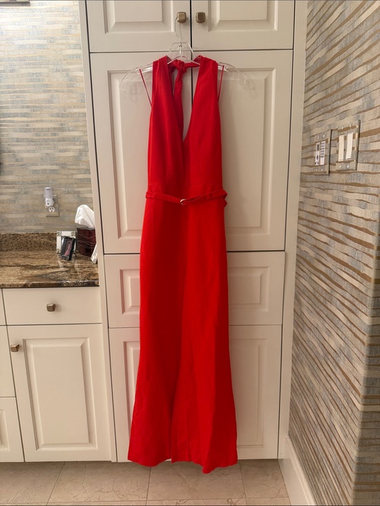 Ann Taylor Pants - Ann Taylor Red Linen Halter Jumpsuit